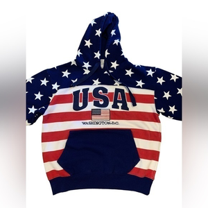 Vtg 90's USA‎ Washington DC Patriotic Hooded Sweatshirt Unisex Size Medium